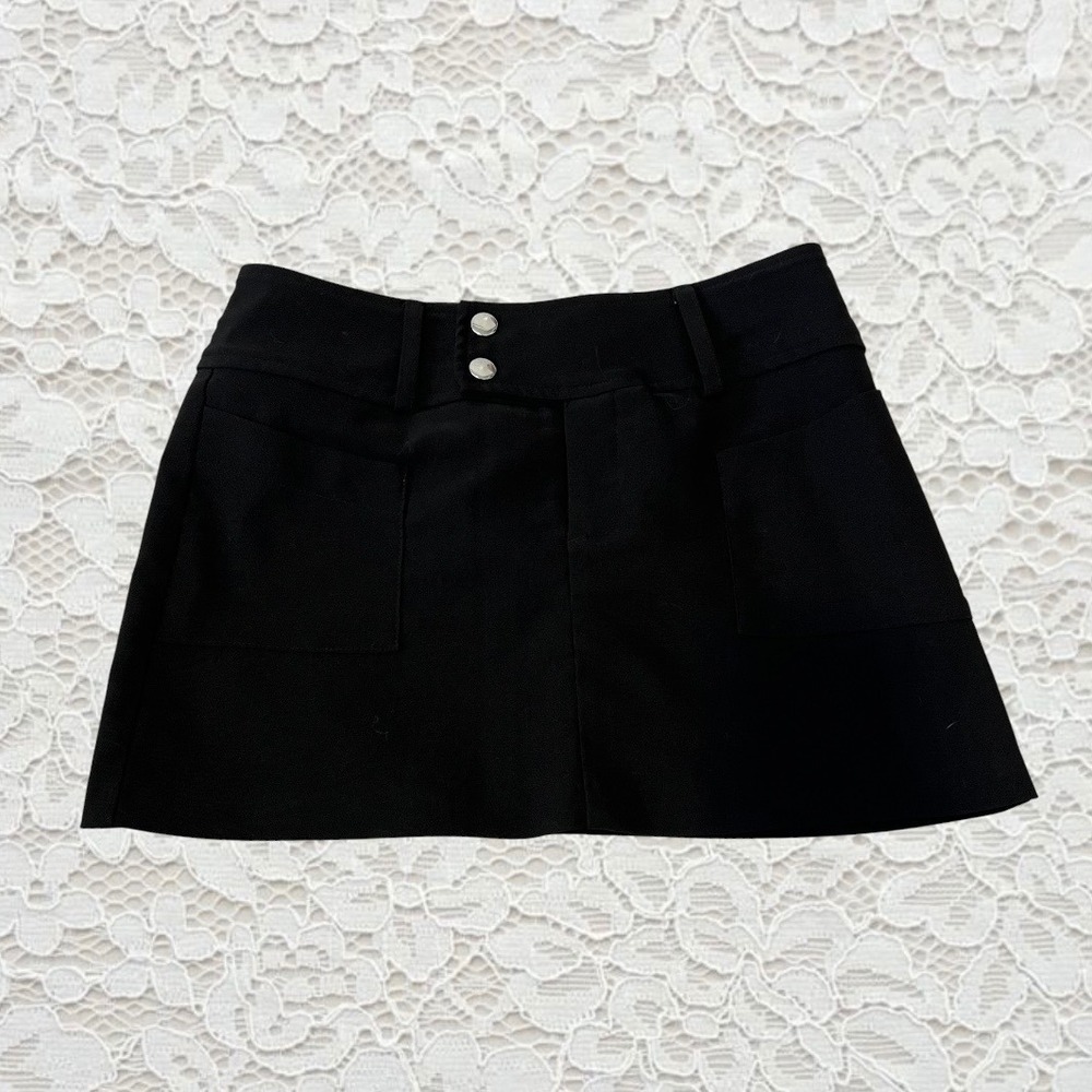 vintage paper tag‎ black cargo mini skirt
